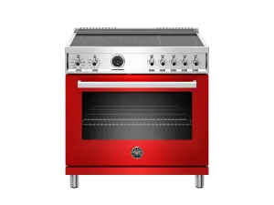 Bertazzoni PROF365INSROT 36 Inch Induction Range, 5 Heating Zones, Electric Self-Clean Oven Rosso