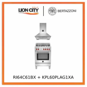 Bertazzoni RI64C61BX/XR/XB 60 4-burners electric oven   KPL60PLAG1XA 60 cm wallmount hood