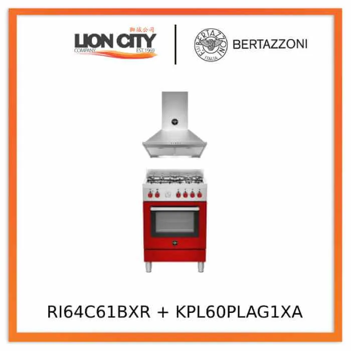 Bertazzoni RI64C61BX/XR/XB 60 4-burners electric oven   KPL60PLAG1XA 60 cm wallmount hood