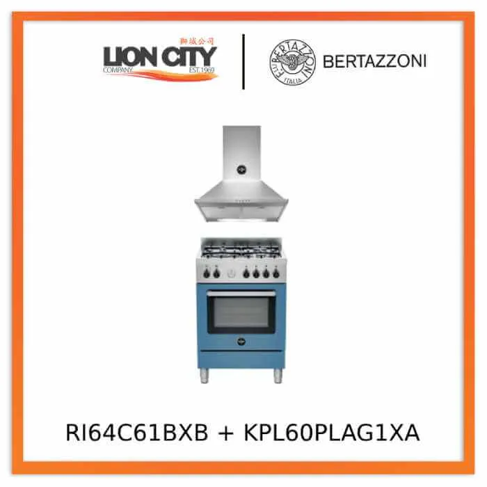 Bertazzoni RI64C61BX/XR/XB 60 4-burners electric oven   KPL60PLAG1XA 60 cm wallmount hood