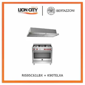 Bertazzoni RIS95C61LBX/XR/XB Free Standing Range Cooker Electric Oven   K90TELXA Telescopic Hood