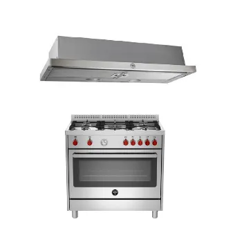 Bertazzoni RIS95C61LBX/XR/XB Free Standing Range Cooker Electric Oven   K90TELXA Telescopic Hood