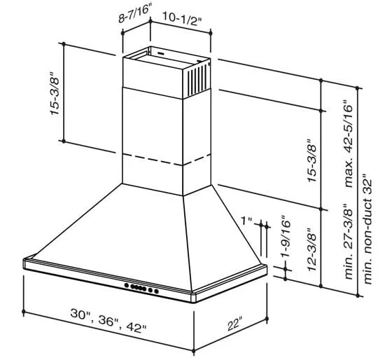 Best Range Hoods WTT32I30SB 30" Brushed Stainless Steel Wall Mount Chimney Hood With Internal 675 Max Cfm Blower