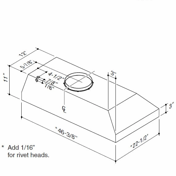 Best Range Hoods CP37I482SB 46-3/8" Stainless Steel Built-In Range Hood With 1350 Max Cfm Internal Blower