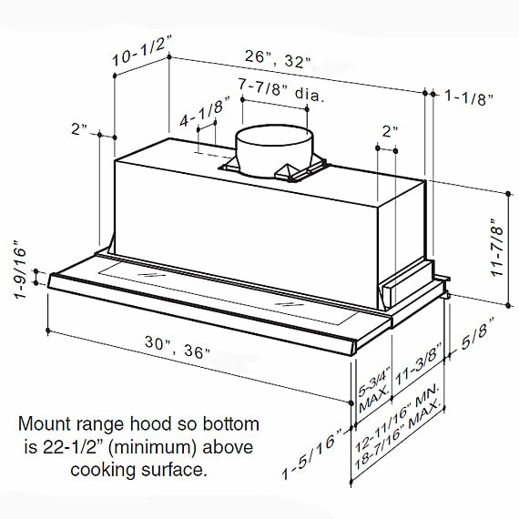 Best Range Hoods U10236SBI 36" Stainless Steel Built-In Range Hood With 575 Max Cfm Internal Blower