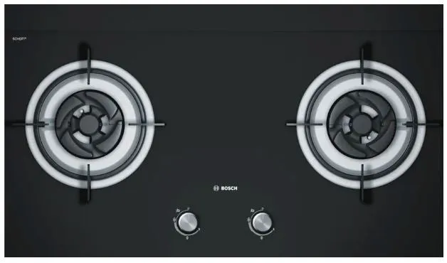 Bosch DWBM98G50B Series 4 Wall-mounted cooker hood 90 cm   PBD7231SG Gas hob 78 cm Tempered glass, Black