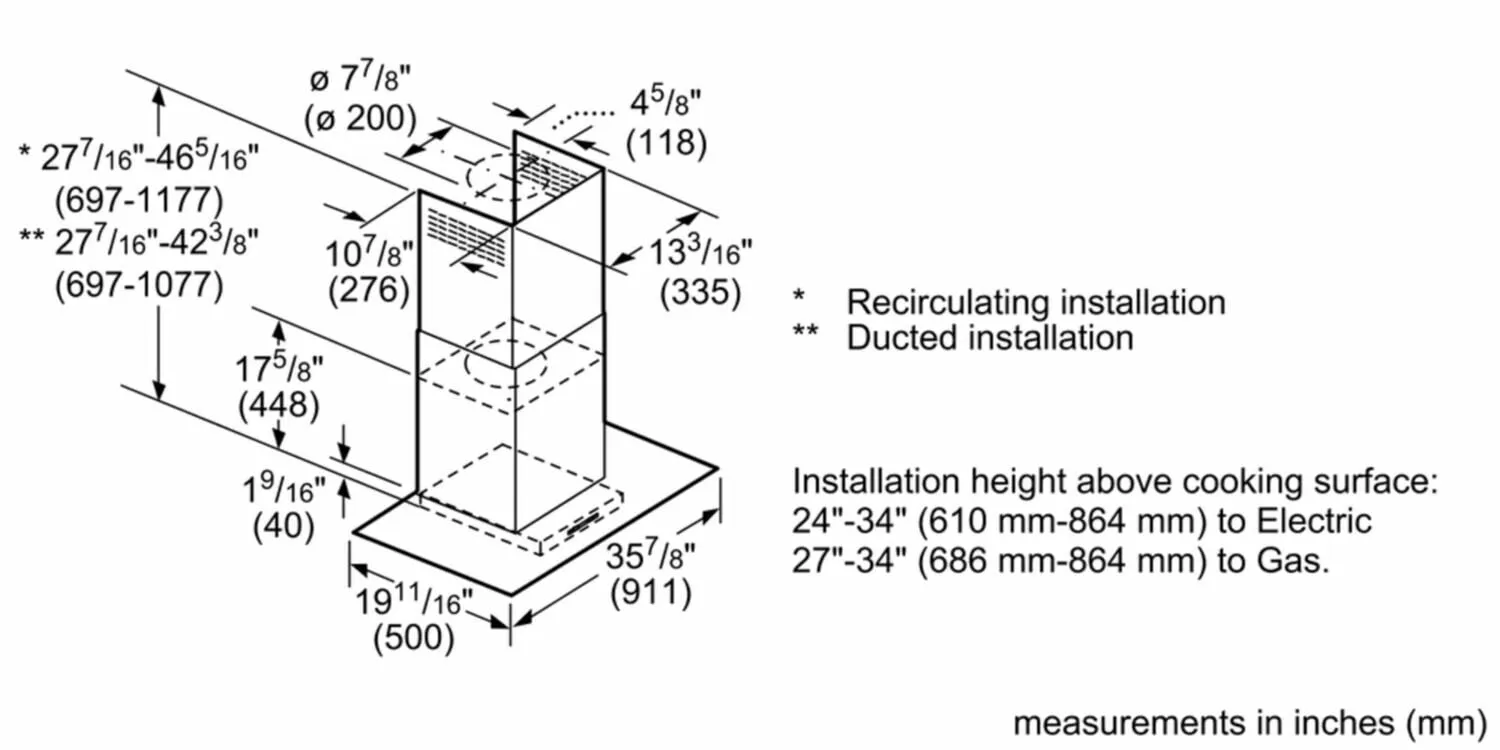 Bosch HCG56651UC Benchmark Series, Glass Canopy, 600 Cfm