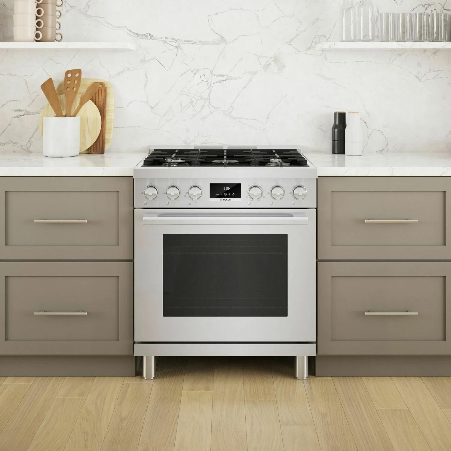 Bosch HDS8055U 800 Series Dual Fuel Freestanding Range 30'' Stainless Steel Hds8055U