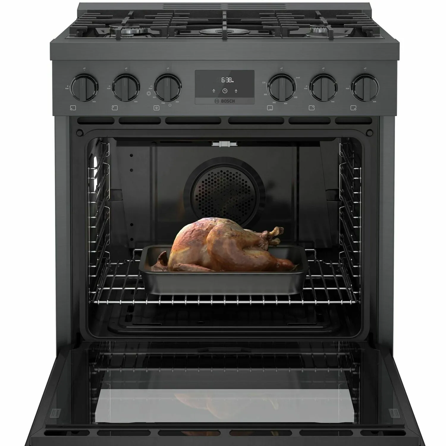 Bosch HGS8045UC 800 Series Gas Freestanding Range 30'' Black Stainless Steel Hgs8045Uc