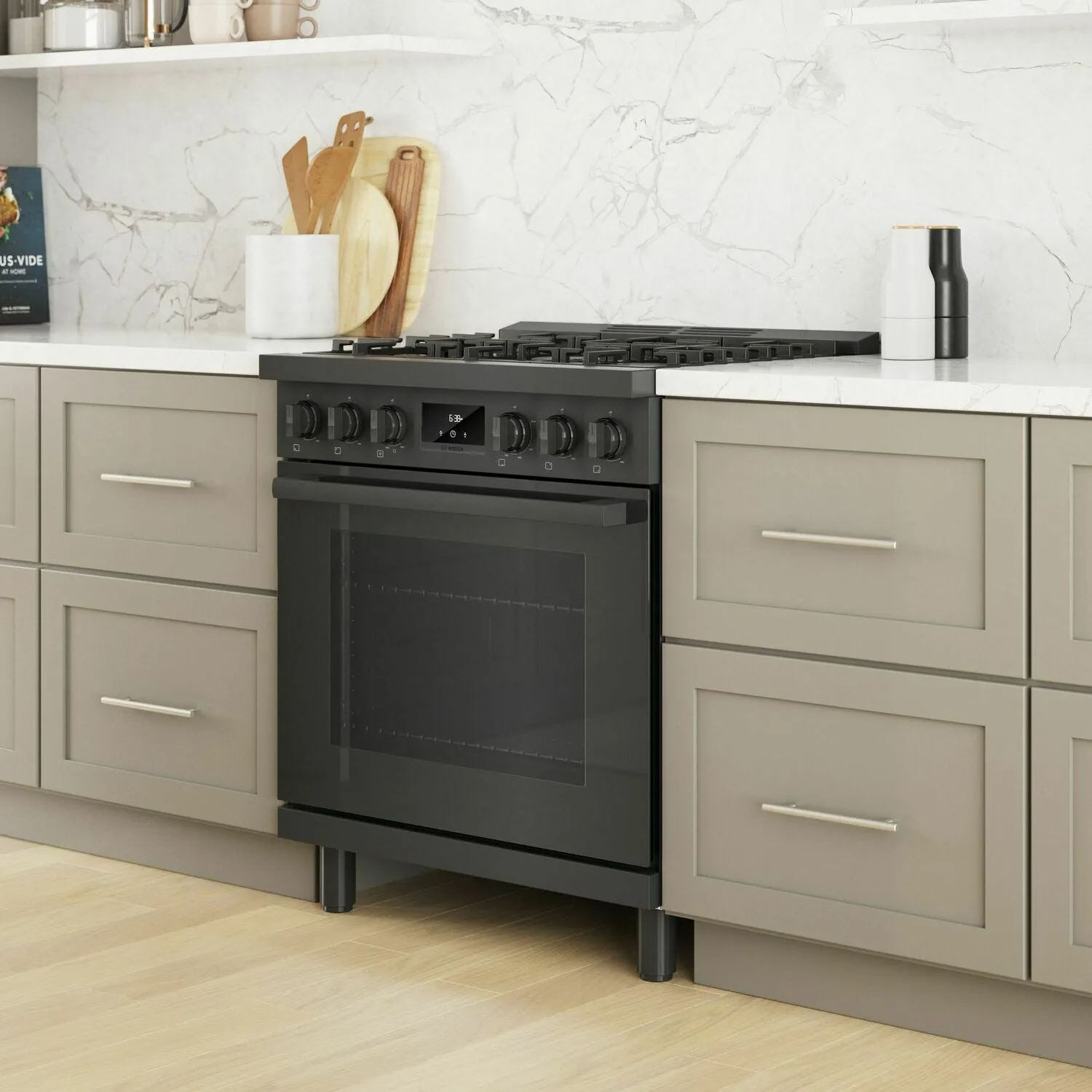 Bosch HGS8045UC 800 Series Gas Freestanding Range 30'' Black Stainless Steel Hgs8045Uc