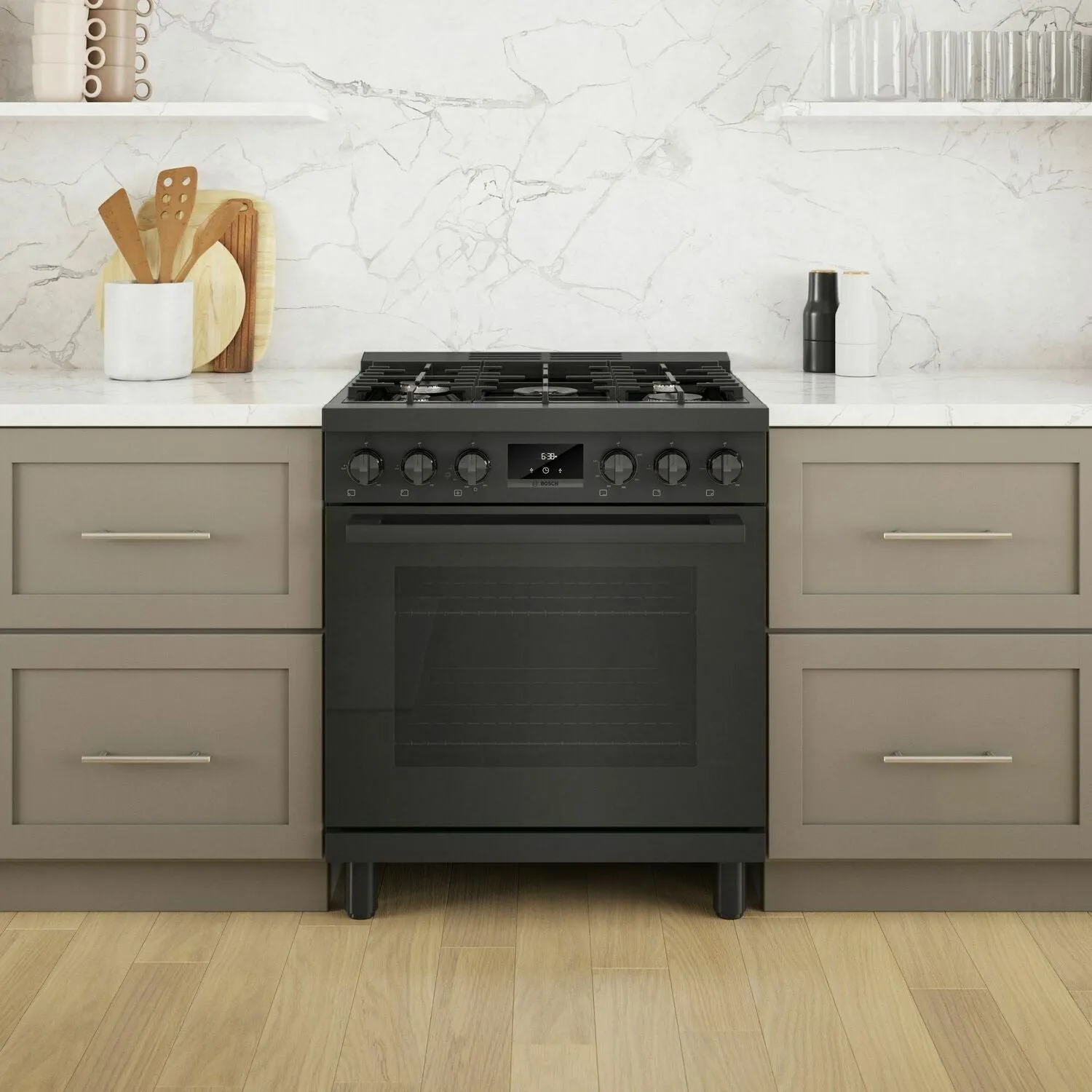 Bosch HGS8045UC 800 Series Gas Freestanding Range 30'' Black Stainless Steel Hgs8045Uc