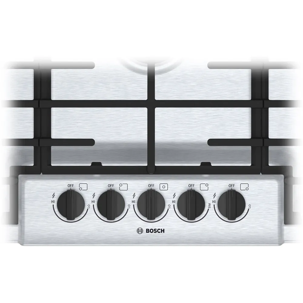 Bosch NGM5656UC 500 Series, 36" Gas Cooktop, 5 Burners, Stainless Steel