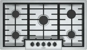 Bosch NGM5656UC 500 Series, 36" Gas Cooktop, 5 Burners, Stainless Steel