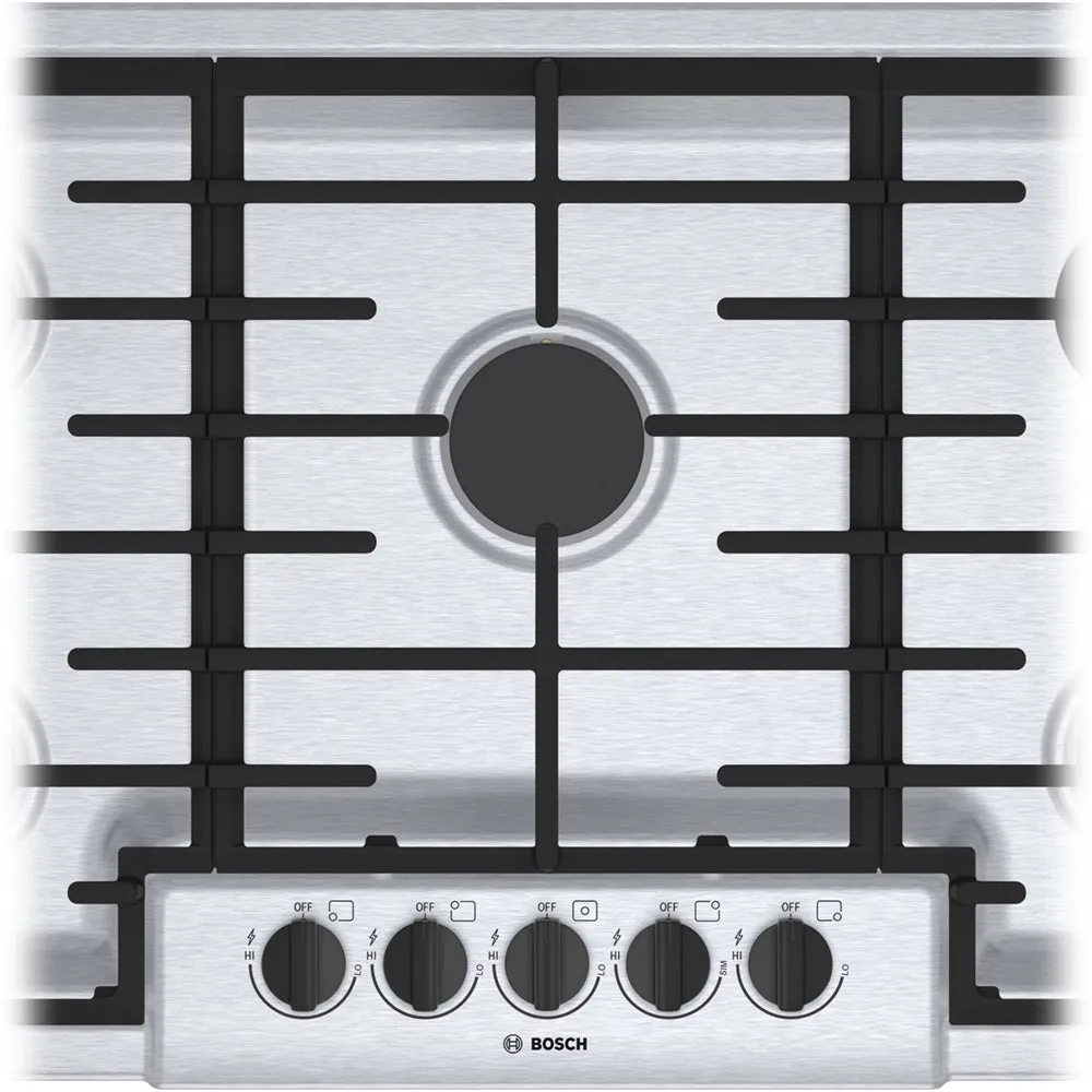 Bosch NGM5656UC 500 Series, 36" Gas Cooktop, 5 Burners, Stainless Steel