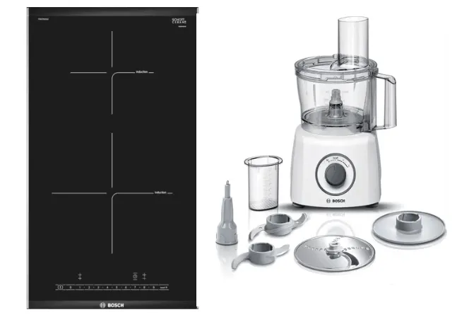 Bosch PIB375FB1E 2 Zone Ceramic Built-in Induction Hob (30cm)   MCM3100WGB Food processor MultiTalent 3700 W White