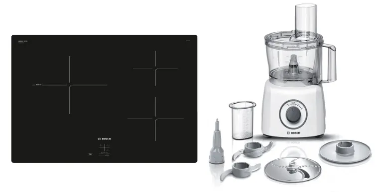 Bosch PUC61KAA5E Series 2 Induction hob 60 cm Black, Surface mount without frame   MCM3100WGB Food processor MultiTalent 3700 W White