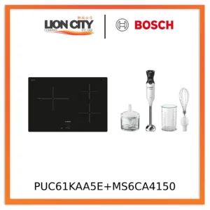 Bosch PUC61KAA5E Series 2 Induction hob 60 cm Black, Surface mount without frame   MS6CA4150 Hand blender ErgoMixx 800 W White, anthracite