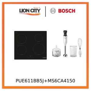 Bosch PUE611BB5J Series 4 Induction hob 60 cm   MS6CA4150 Hand blender ErgoMixx 800 W White, anthracite