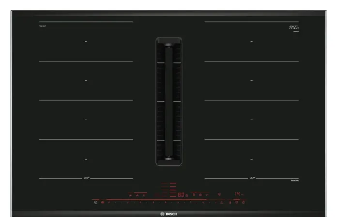 Bosch PXX875D67E Series 8 Induction hob with integrated ventilation system 80 cm surface mount with frame   MCM3100WGB Food processor MultiTalent 3700 W White