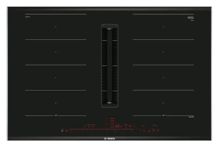 Bosch PXX875D67E Series 8 Induction hob with integrated ventilation system 80 cm surface mount with frame   MS6CA4150 Hand blender ErgoMixx 800 W White, anthracite