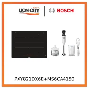 Bosch PXY821DX6E Series 8 Induction hob 80 cm Black   MS6CA4150 Hand blender ErgoMixx 800 W White, anthracite