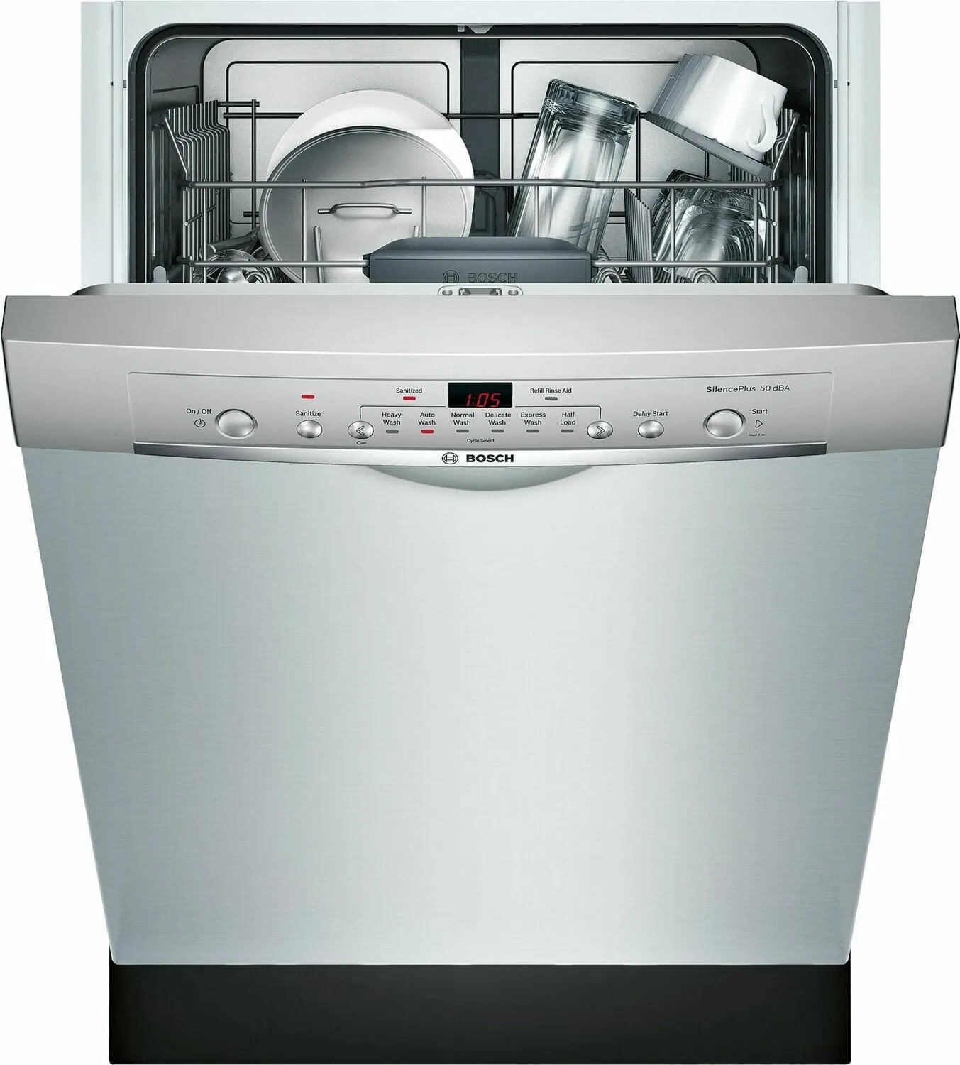 Bosch SHE3AR75UC Ascenta Recessed Hndl, 6/2 Cycles, 50 Dba, Adj Rack - Ss