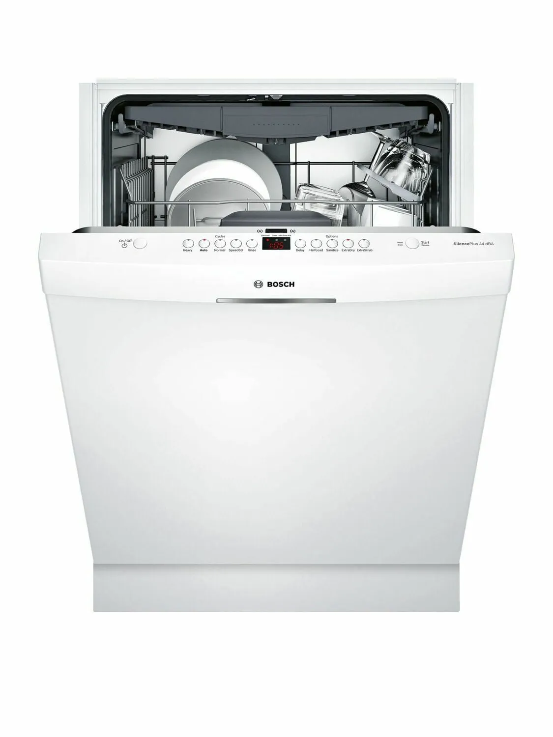 Bosch SHS863WD2N 300 Dlx Scoop Hndl, 5/5 Cycles, 44 Dba, 3Rd Rck, Infolight - Wh