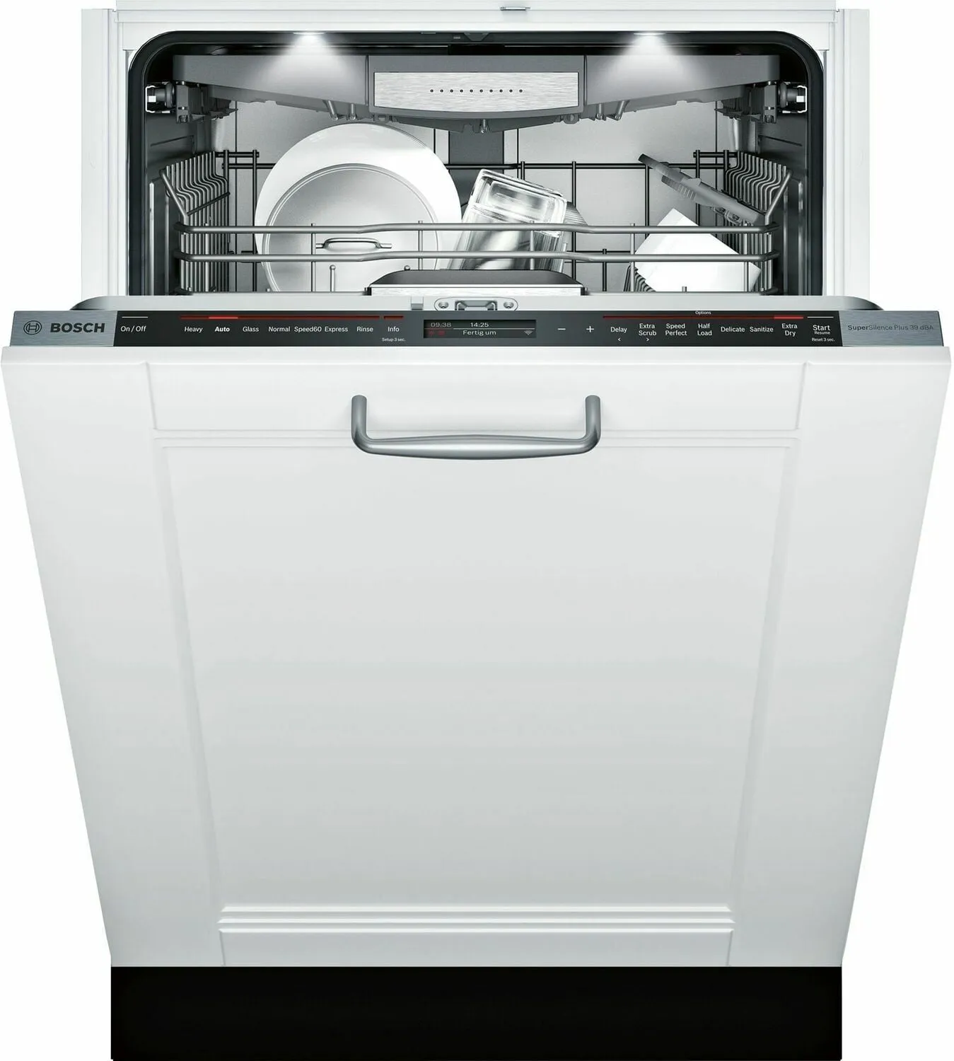 Bosch SHV89PW73N Benchmark Custom Panel, 7/7 Cycles, 39 Dba, Flex 3Rd Rck, All Lvl Telescopic Glides, Int Light, Wtr Sfr, Tft Disp, Ss Toekick - Cp