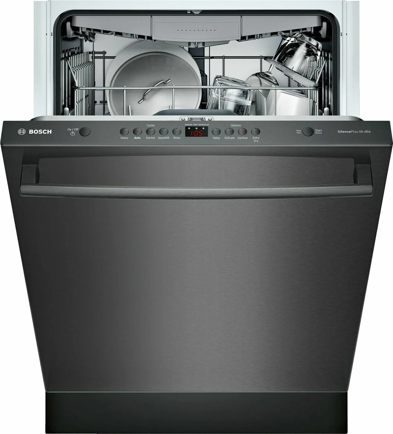 Bosch SHXM4AY54N 100 Series Dishwasher 24'' Black Stainless Steel, Xxl Shxm4Ay54N