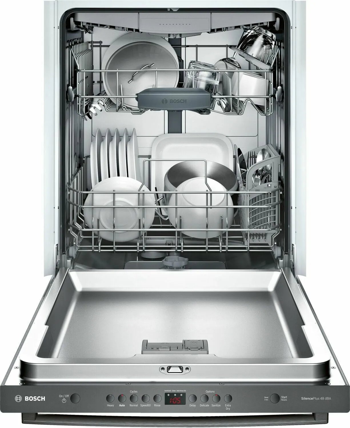 Bosch SHXM4AY54N 100 Series Dishwasher 24'' Black Stainless Steel, Xxl Shxm4Ay54N
