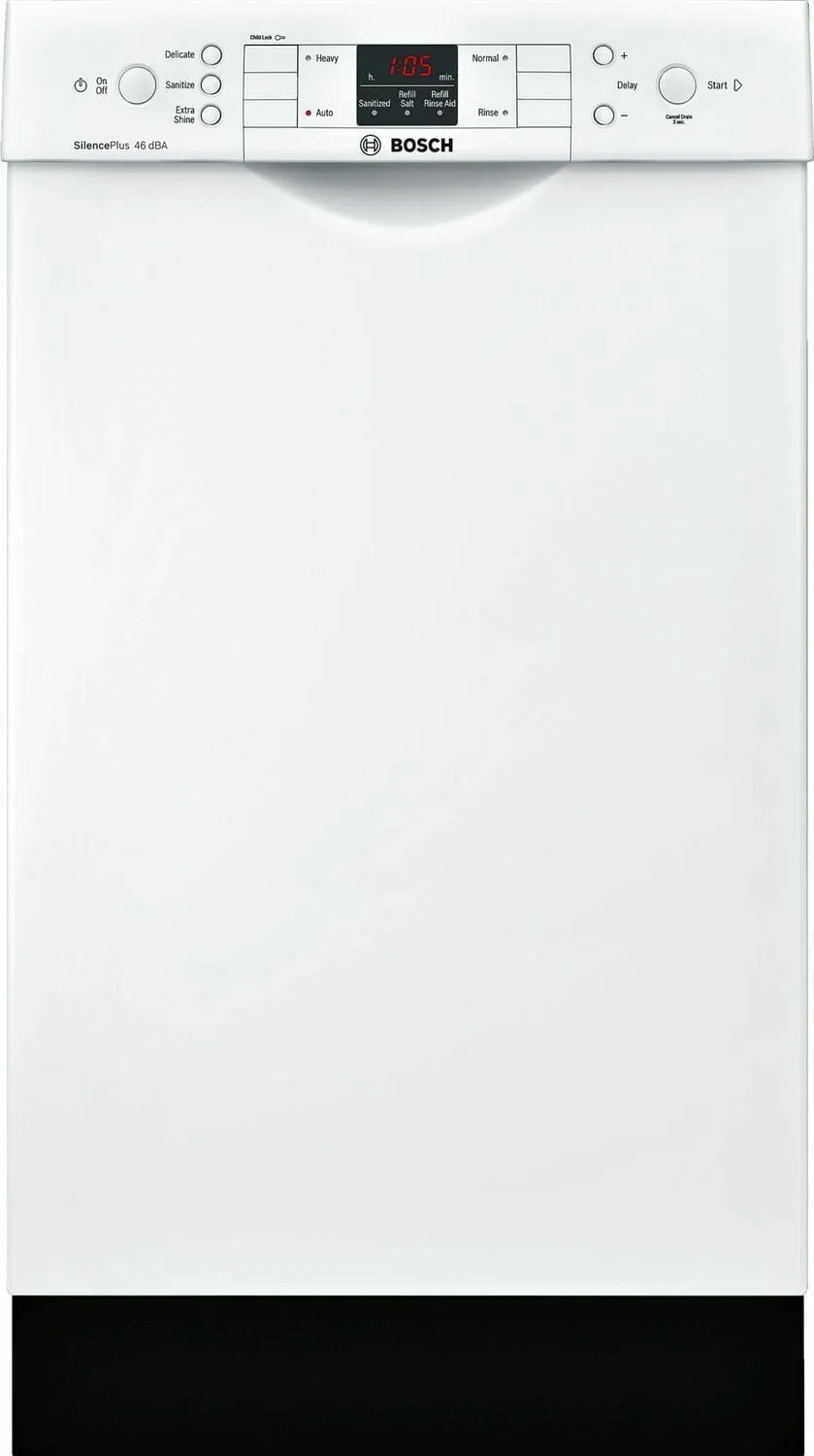 Bosch SPE53U52UC Ada 18" 300 Series Recessed Hndl, 4/4 Cycles, 46 Dba, Rckmatic, 9 Pl Stgs - Wh