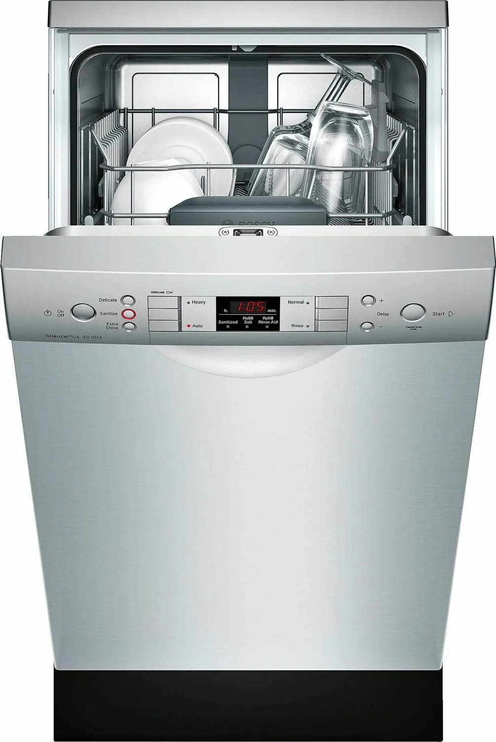 Bosch SPE53U55UC Ada 18" 300 Series Recessed Hndl, 4/4 Cycles, 46 Dba, Rckmatic, 9 Pl Stgs - Ss