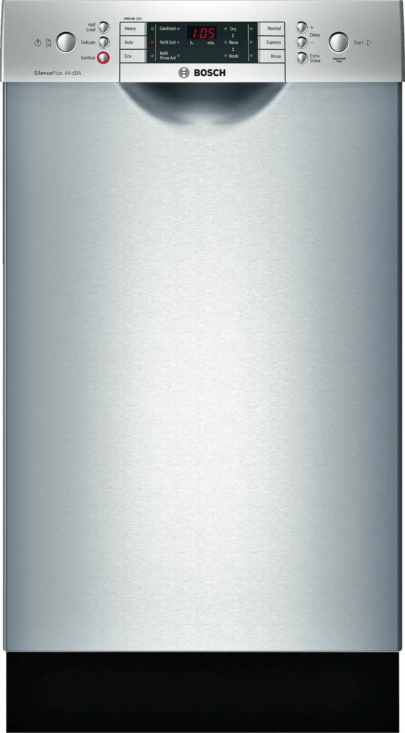 Bosch SPE68U55UC Ada 18" 800 Series Recessed Hndl, 6/5 Cycles, 3Rd Rck, 44 Dba, Rckmatic,10 Pl Stgs - Ss