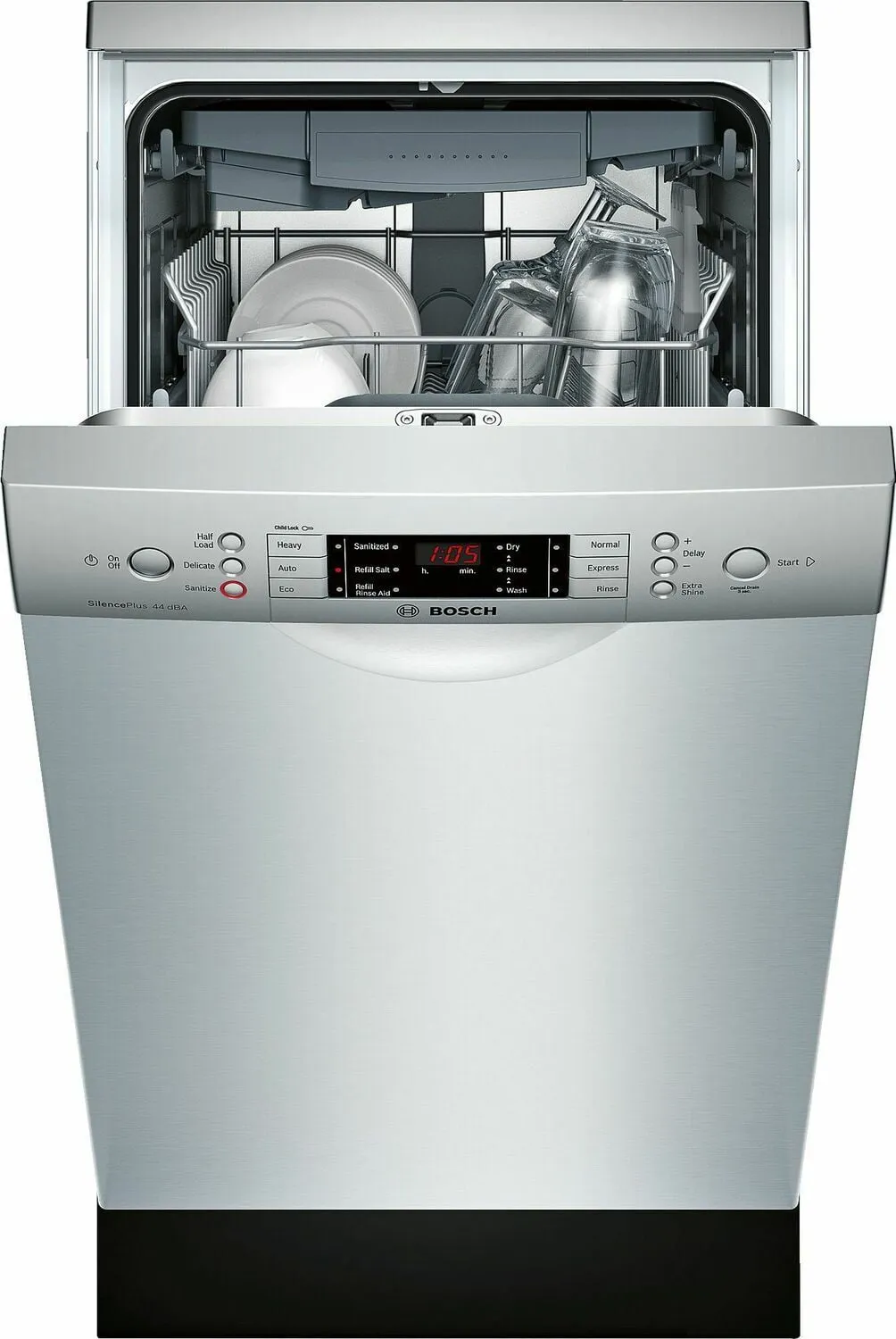 Bosch SPE68U55UC Ada 18" 800 Series Recessed Hndl, 6/5 Cycles, 3Rd Rck, 44 Dba, Rckmatic,10 Pl Stgs - Ss