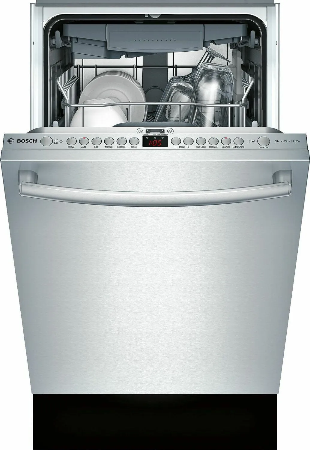 Bosch SPX68U55UC Ada 18" 800 Series Bar Hndl, 6/5 Cycles, 3Rd Rck, 44 Dba, Rckmatic,10 Pl Stgs, Infolight - Ss