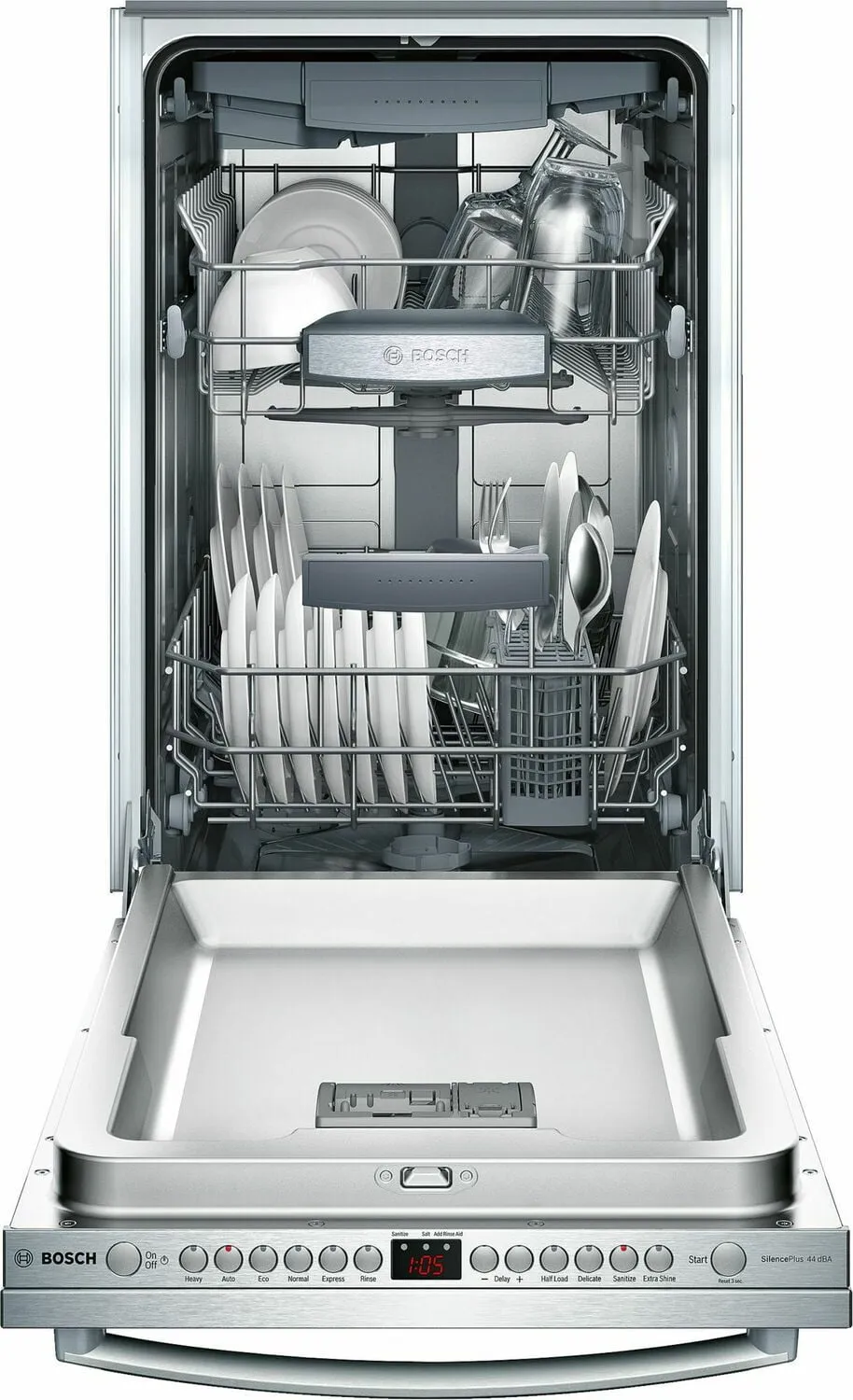 Bosch SPX68U55UC Ada 18" 800 Series Bar Hndl, 6/5 Cycles, 3Rd Rck, 44 Dba, Rckmatic,10 Pl Stgs, Infolight - Ss