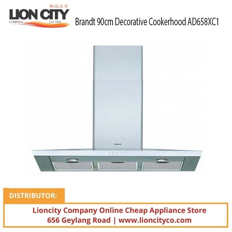 Brandt 90cm Decorative Cookerhood AD658XC1