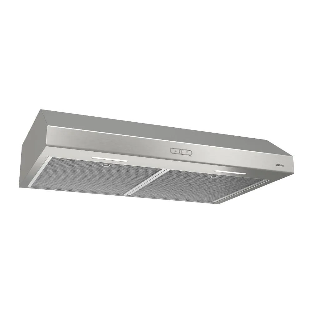 Broan BCDF136SS Broan Glacier 36-Inch Convertible Under-Cabinet Range Hood, 375 Max Blower Cfm, Stainless Steel
