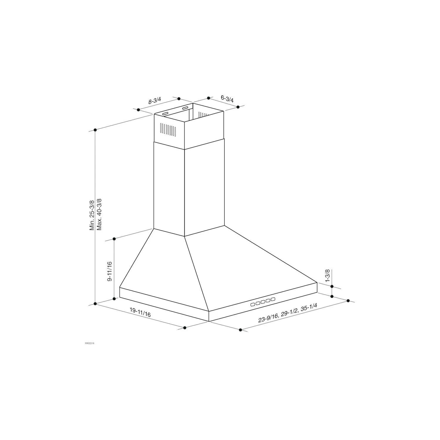 Broan BWP1364SS Broan 36-Inch Convertible Wall-Mount Pyramidal Chimney Range Hood, 450 Max Cfm, Stainless Steel