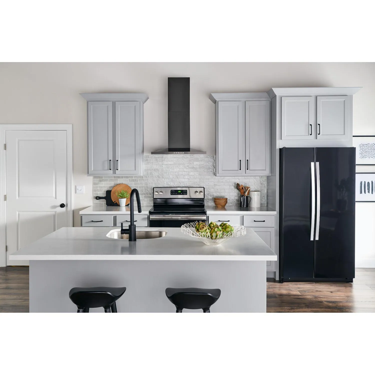 Broan BWS1304BLS Broan 30-Inch Convertible Wall-Mount Low Profile Pyramidal Chimney Range Hood, 450 Max Cfm, Black Stainless Steel
