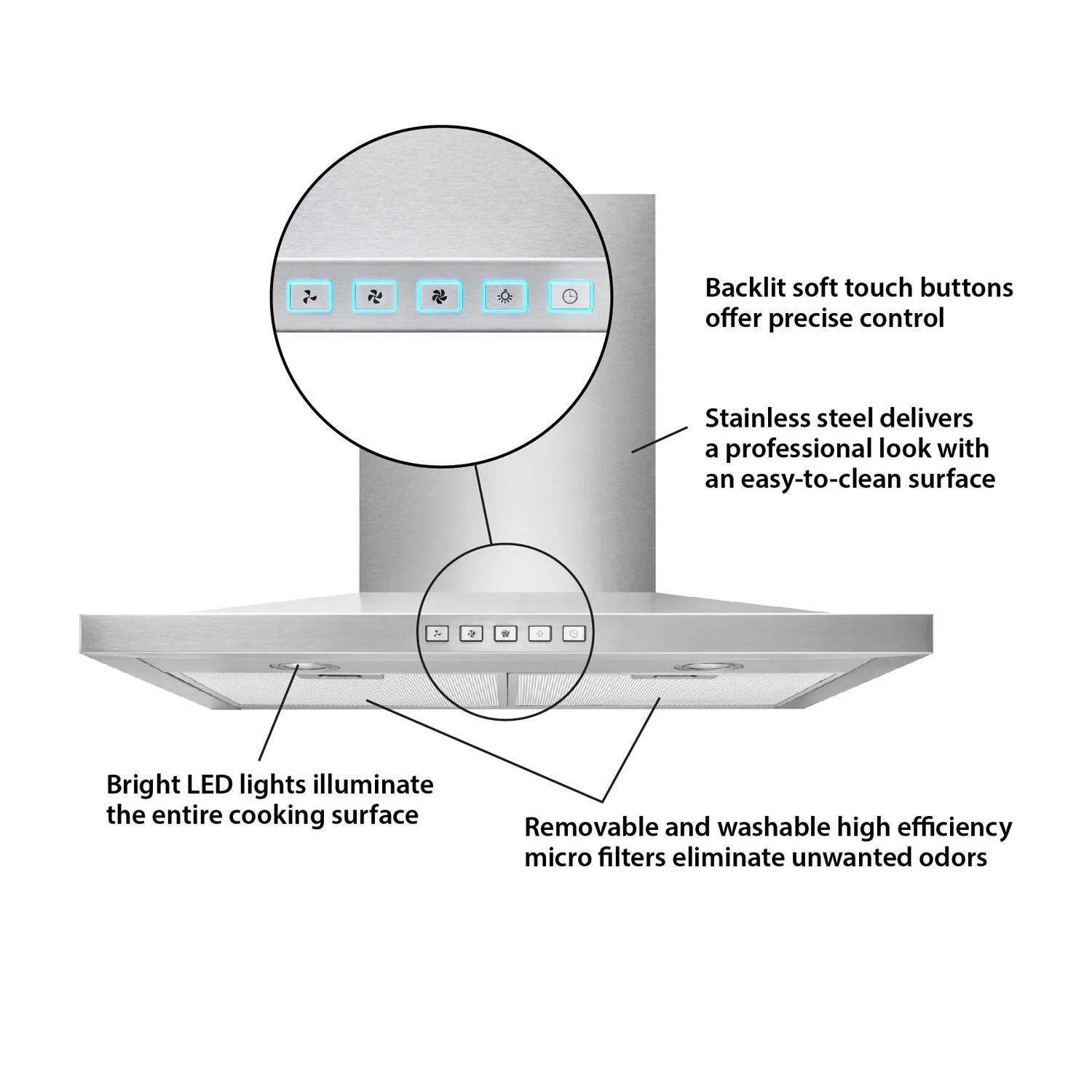 Broan BWS1304SS Broan 30-Inch Convertible Wall-Mount Low Profile Pyramidal Chimney Range Hood, 450 Max Cfm, Stainless Steel