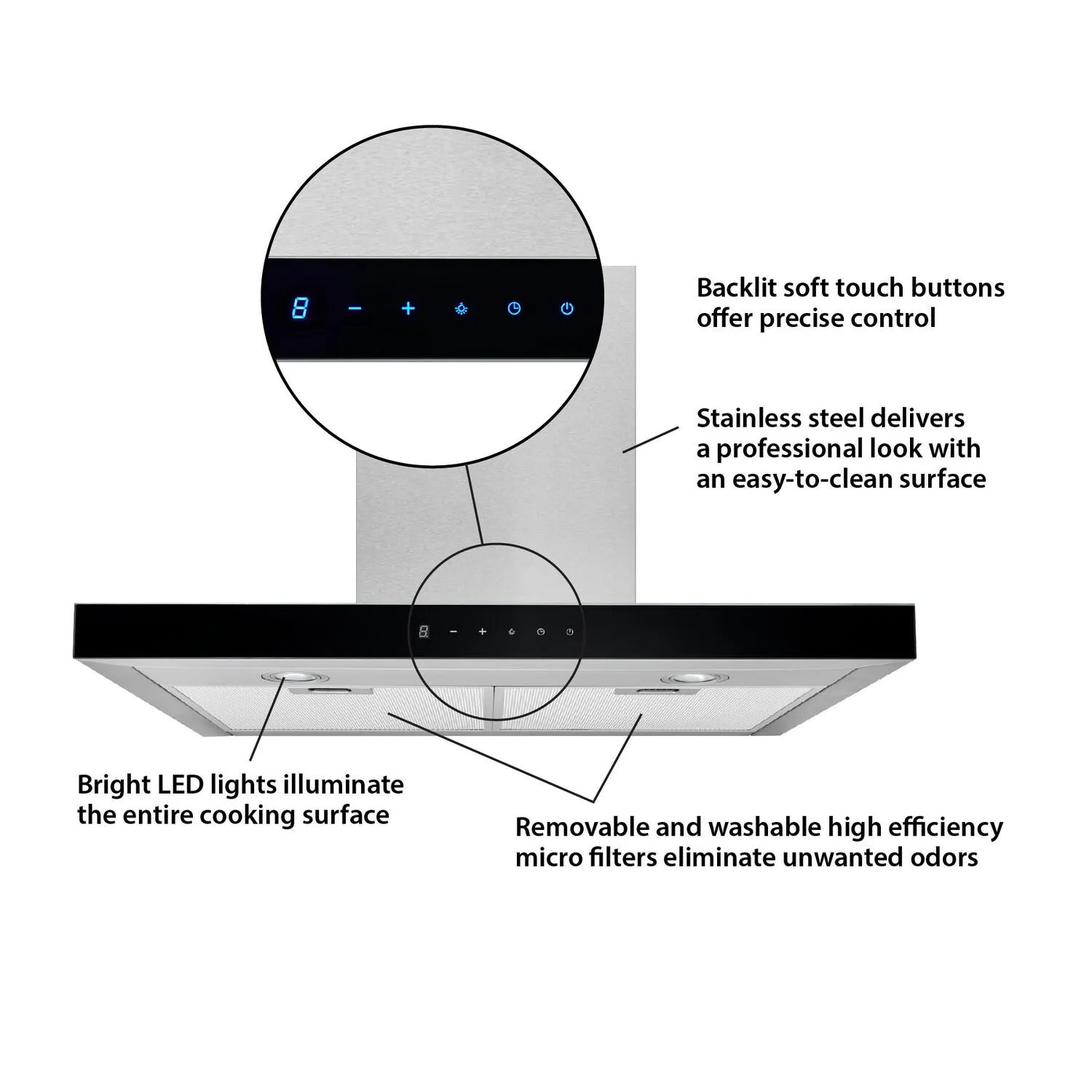 Broan BWT1304SS Broan 30-Inch Convertible Wall-Mount T-Style Chimney Range Hood, 450 Max Cfm, Stainless Steel