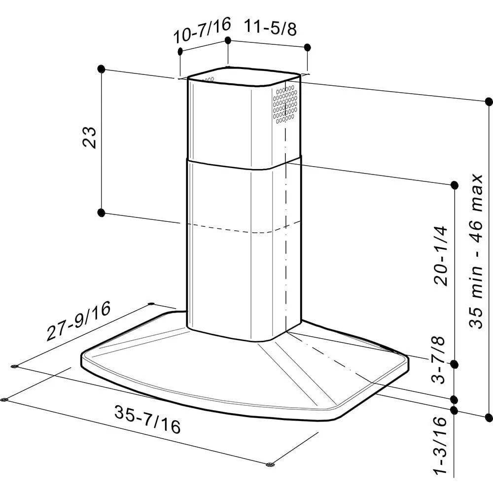 Broan E5490SS Broan 35-7/16-Inch X 27-9/16-Inch Convertible Island Chimney Range Hood, 480 Cfm, Stainless Steel