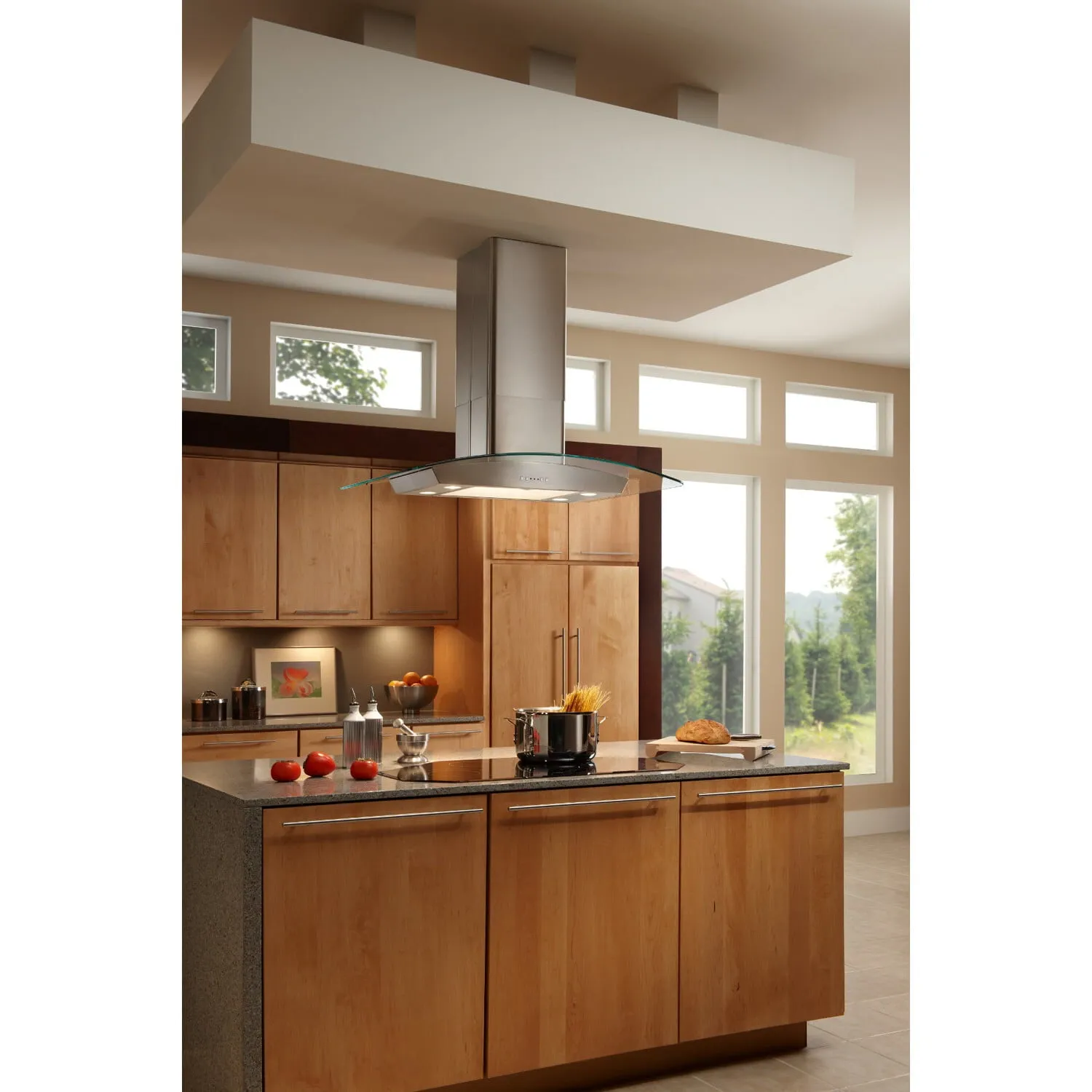 Broan EI5936SS Broan 35-3/8-Inch X 25-5/8-Inch Convertible Curved Glass Canopy Island Range Hood, 500 Cfm, Stainle