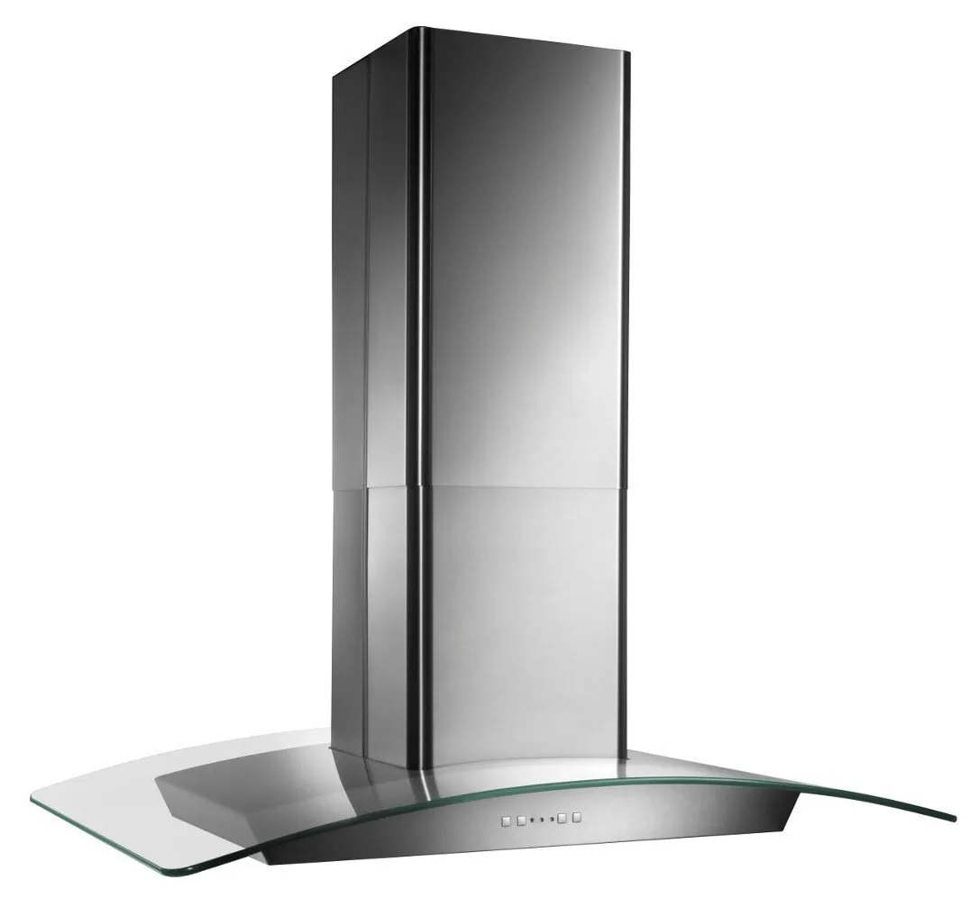 Broan EI5936SS Broan 35-3/8-Inch X 25-5/8-Inch Convertible Curved Glass Canopy Island Range Hood, 500 Cfm, Stainle