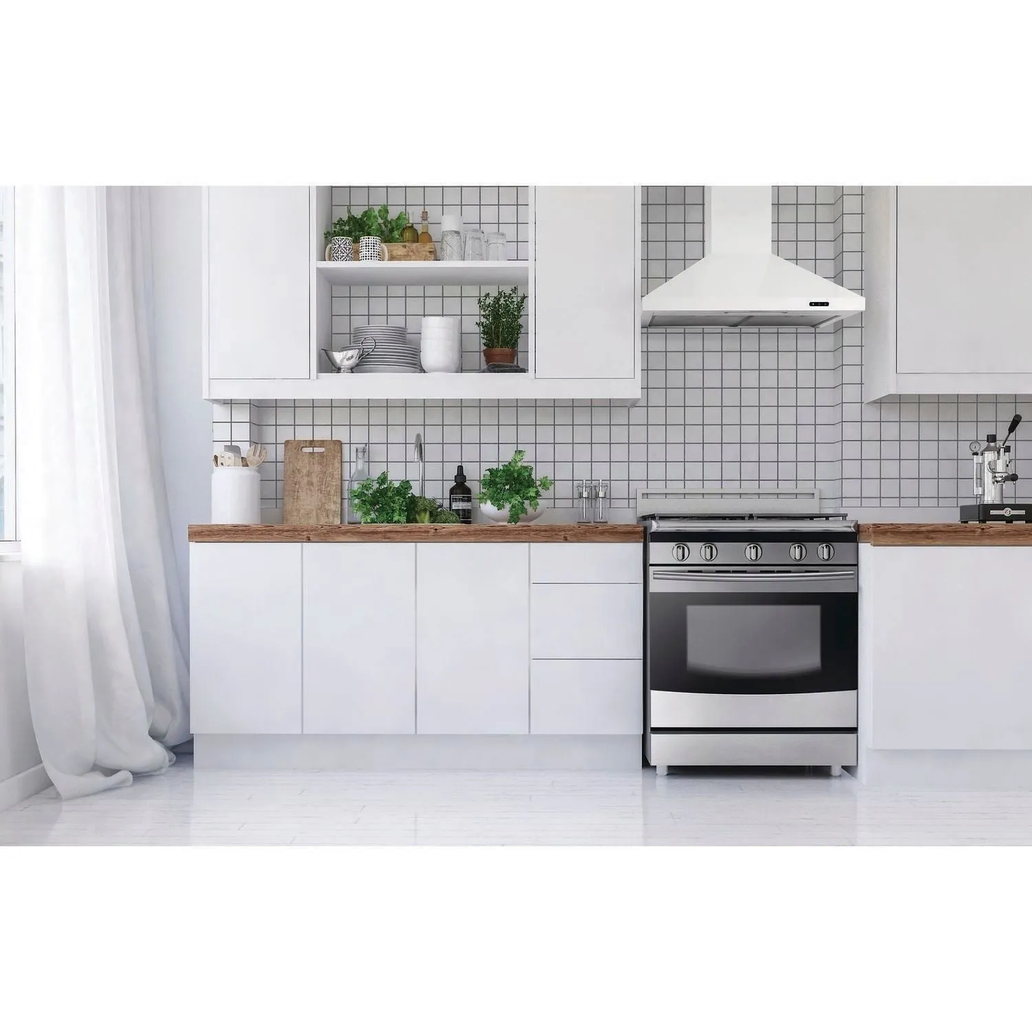 Broan EW4830WH Broan 30-Inch Convertible Wall-Mount Chimney Range Hood, 400 Cfm, White