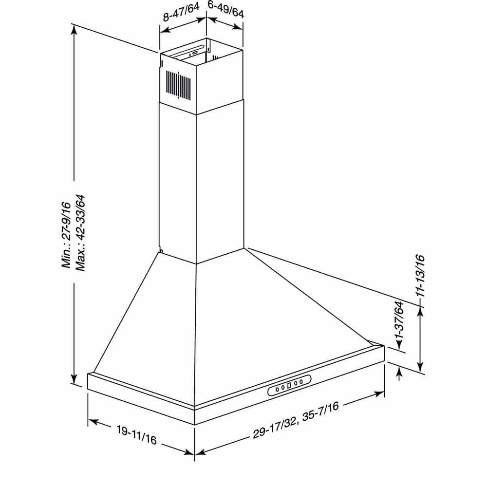 Broan Elite EWP1 Series Chimney Range Hood With Size Options (EWP1)