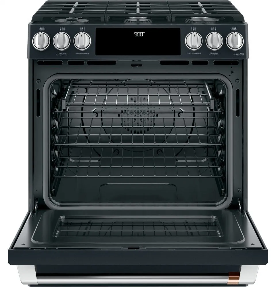 Cafe C2S900P3MD1 Caf 30" Slide-In Front Control Dual-Fuel Convection Range With Warming Drawer