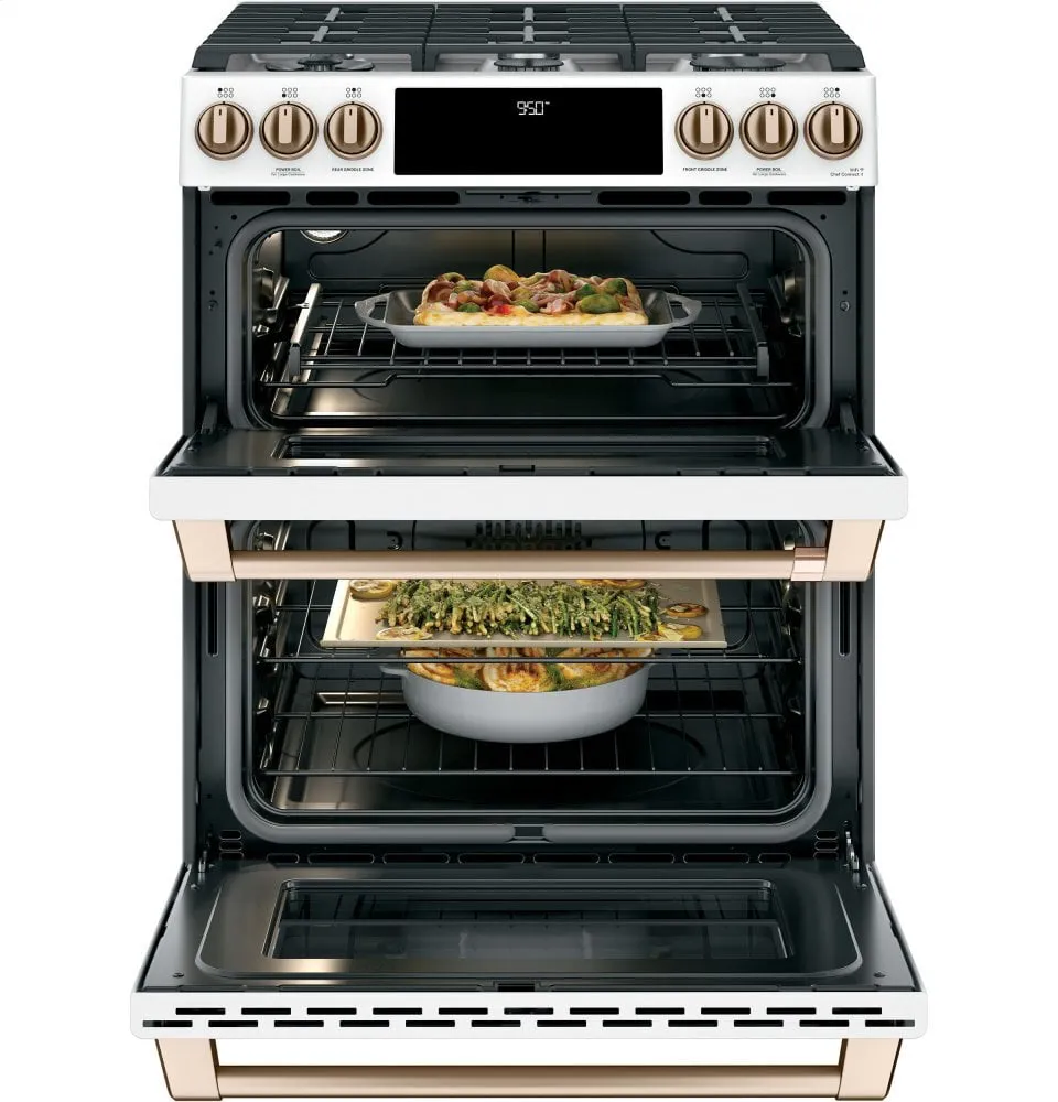 Cafe C2S950P4MW2 Caf 30" Smart Slide-In, Front-Control, Dual-Fuel, Double-Oven Range With Convection
