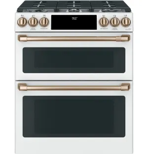 Cafe C2S950P4MW2 Caf 30" Smart Slide-In, Front-Control, Dual-Fuel, Double-Oven Range With Convection